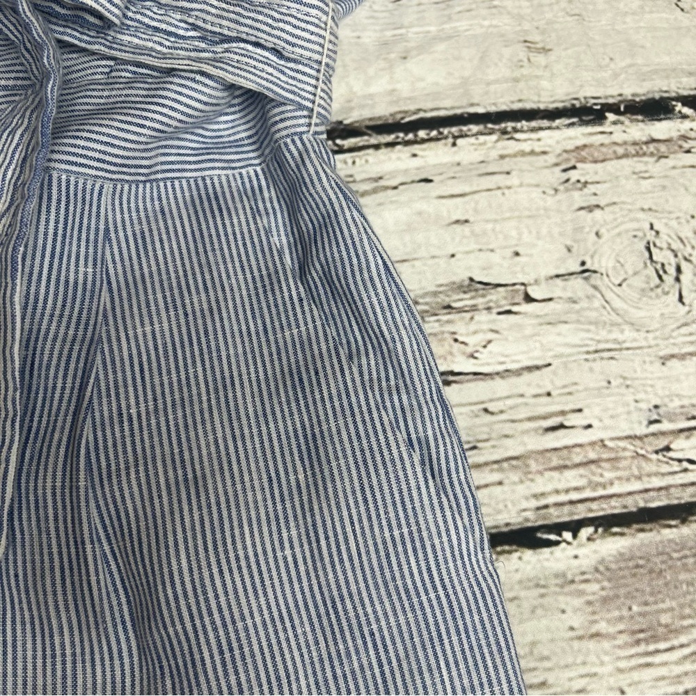 J. CREW Blue Striped Tie Waist Linen Jumpsuit Size 2 - Picture 7 of 12